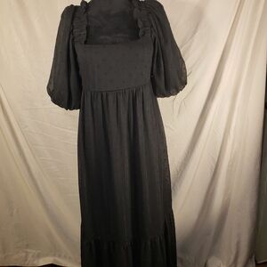 By The River Black Puff-Sleeve Maxi Dress - Classic Women's Maxi Dress - M